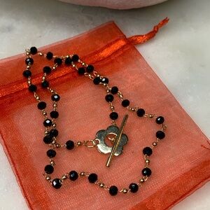 Vintage Style Choker Black Beaded Necklace